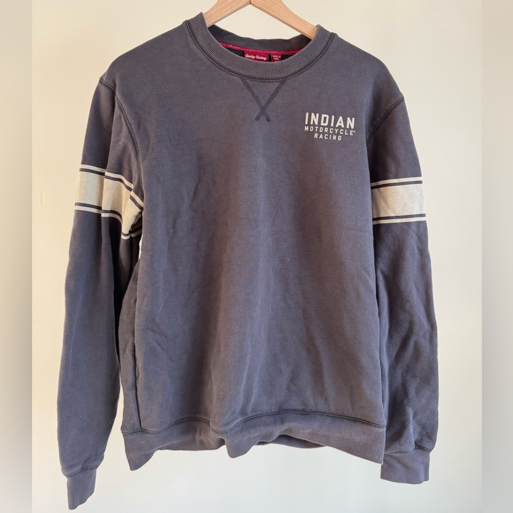 Men’s Indian Motorcycle Wrecking Crew Sweatshirt Blue/Gray Size Medium